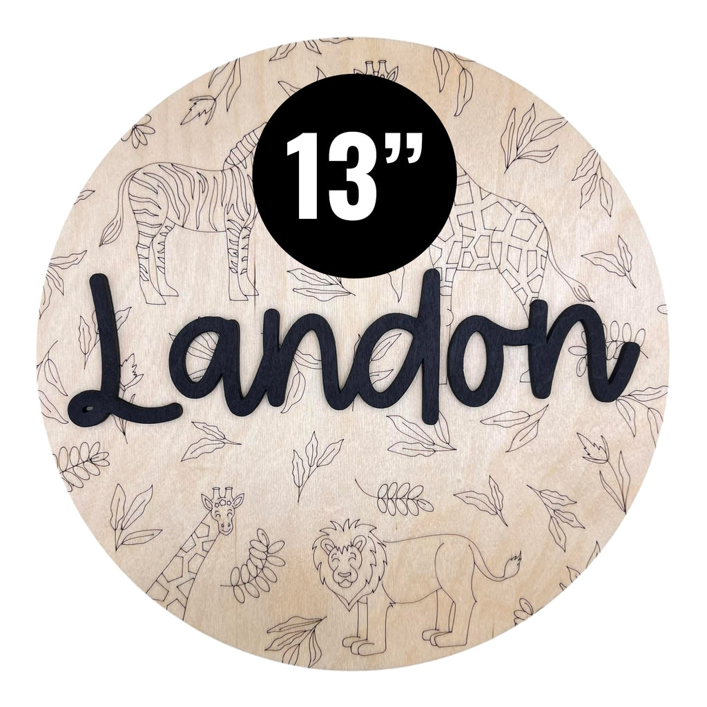 Animal Nursery Name Sign