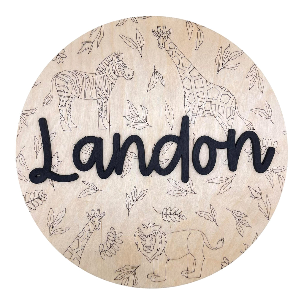 Animal Nursery Name Sign