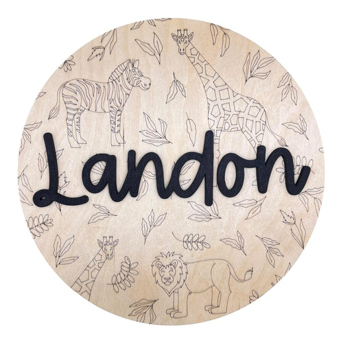 Animal Nursery Name Sign