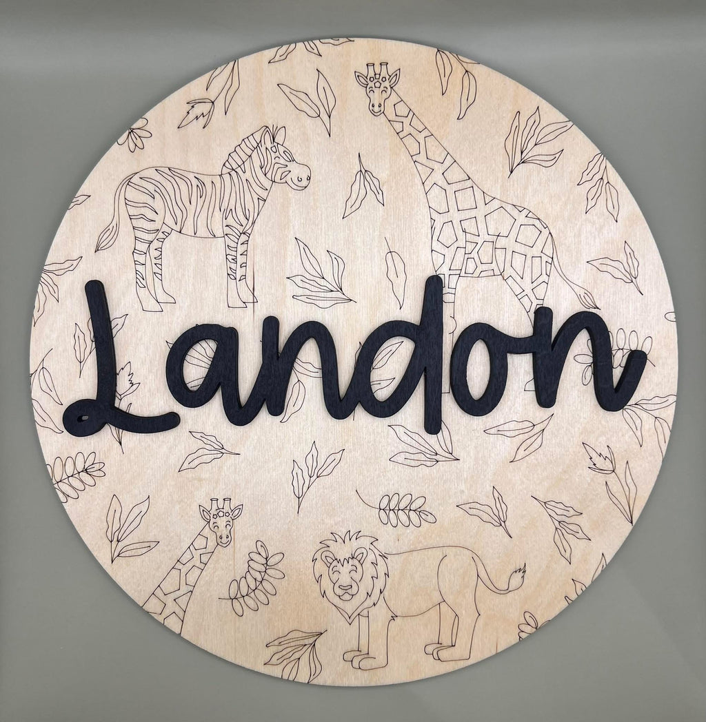 Animal Nursery Name Sign