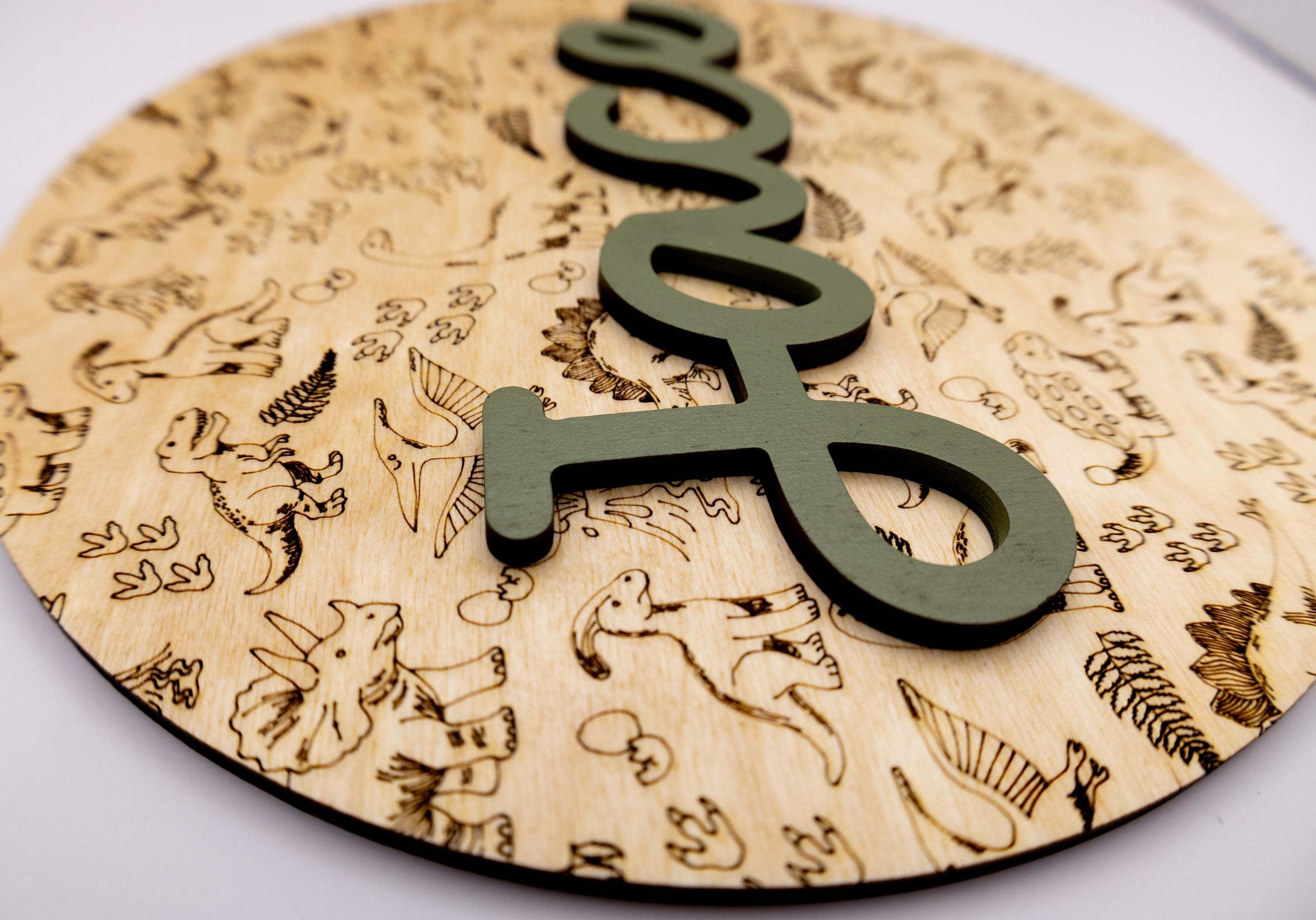 Personalized Kids Name Sign Dinosaur Circle
