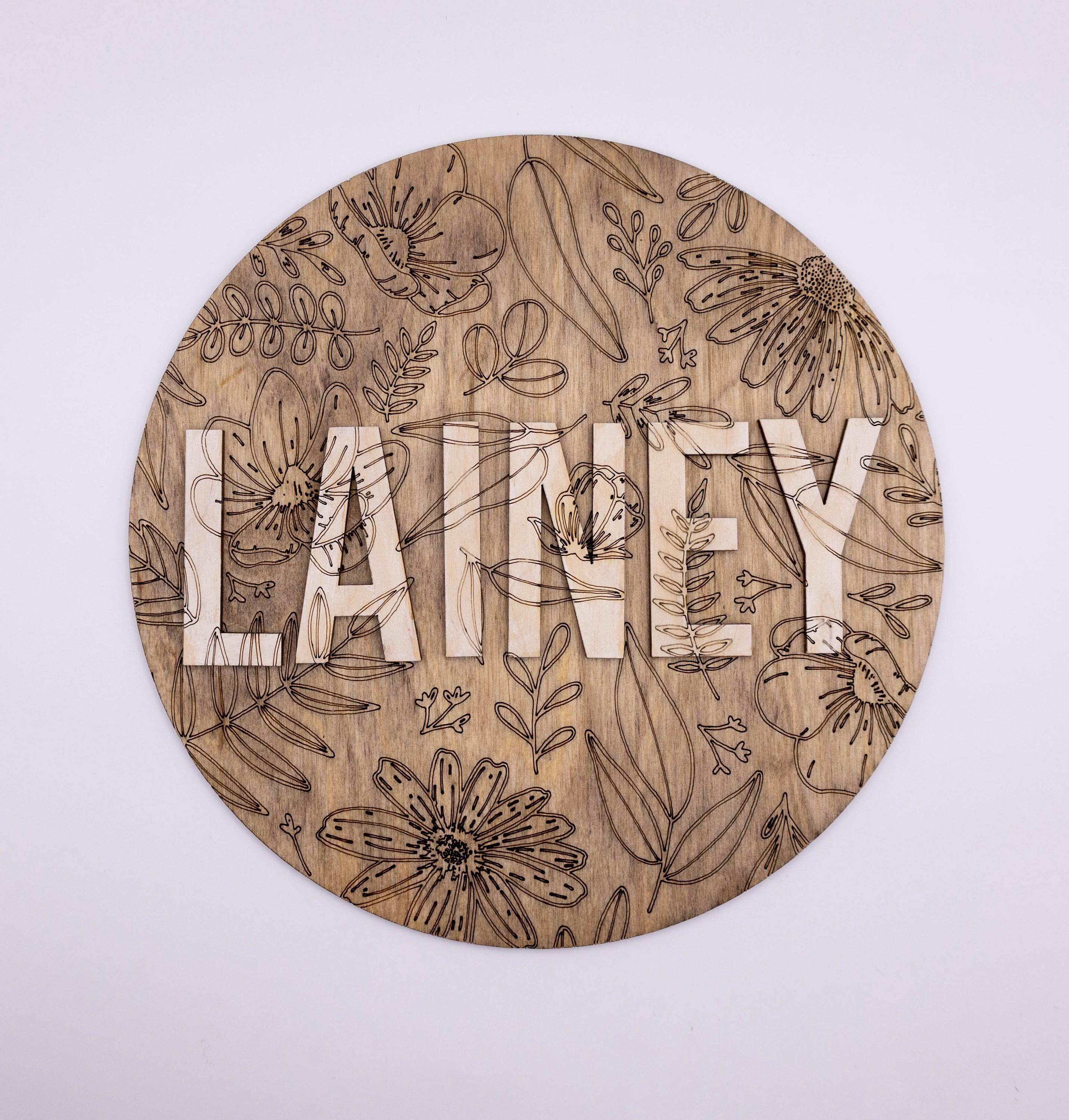 Personalized Kids Name Sign Floral Circle