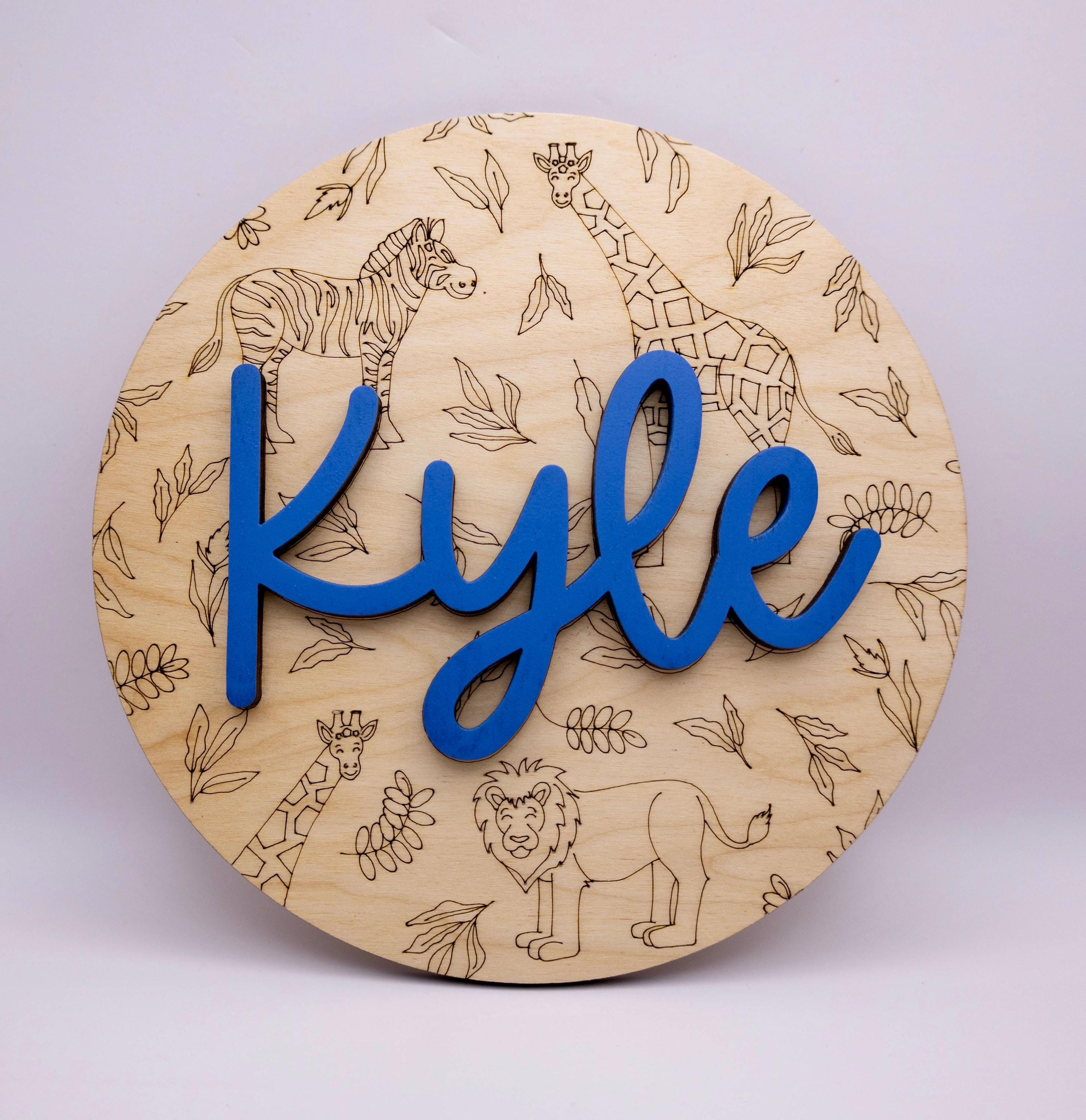 Personalized Kids Name Sign Animal Circle