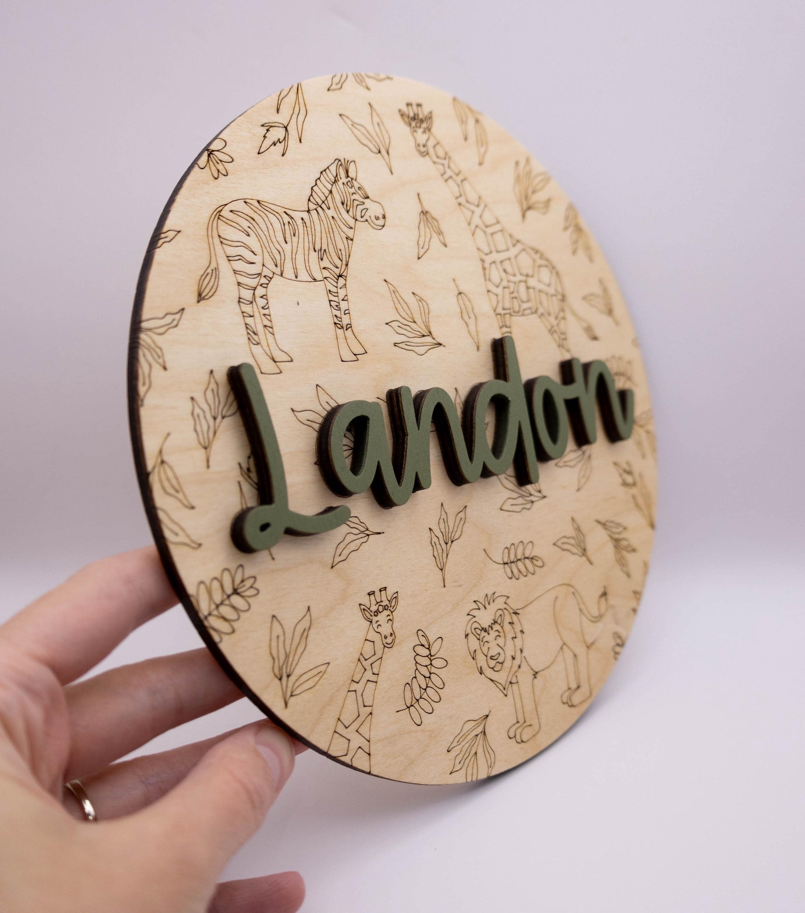 Personalized Kids Name Sign Animal Circle
