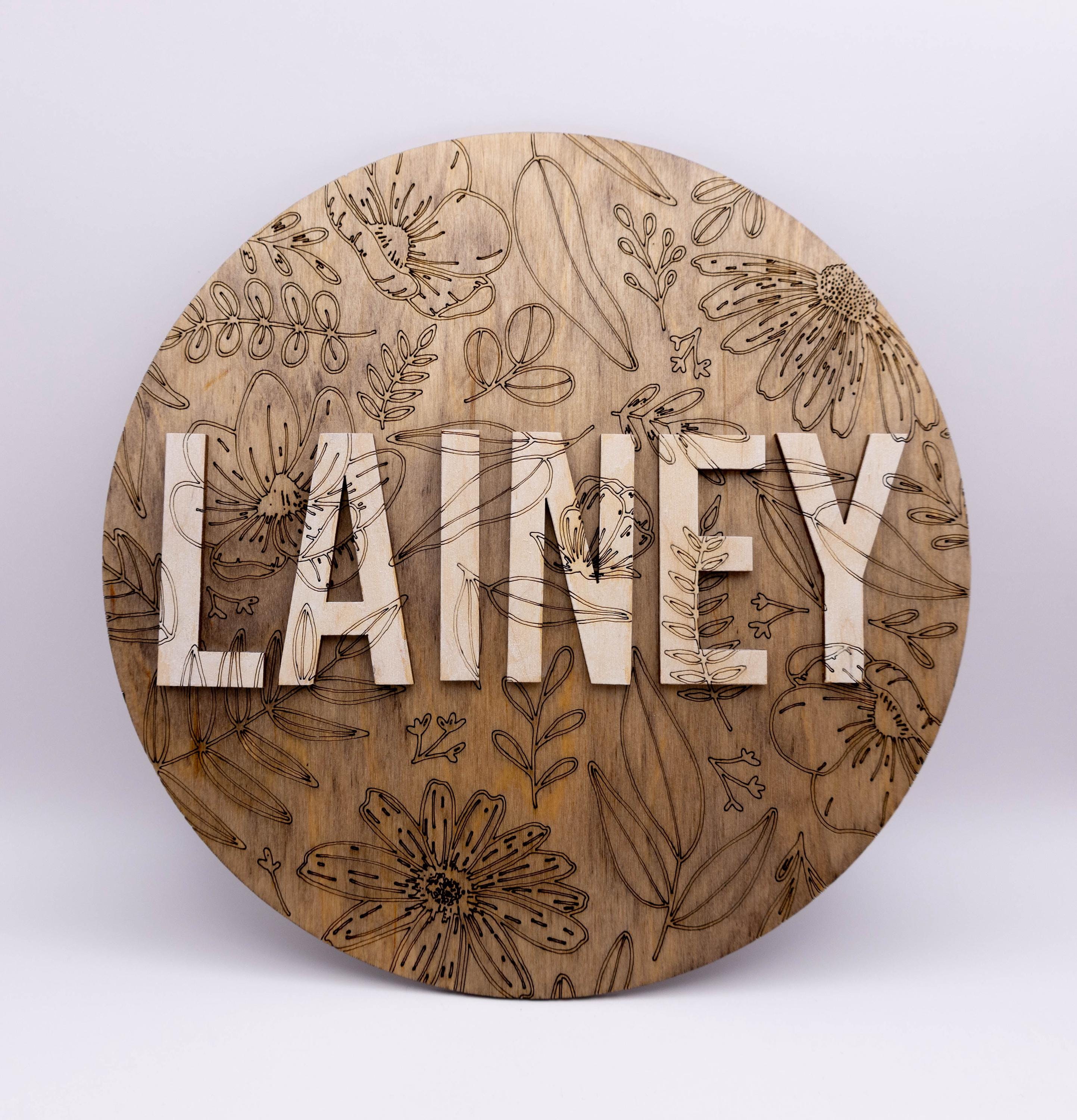 Personalized Kids Name Sign Floral Circle