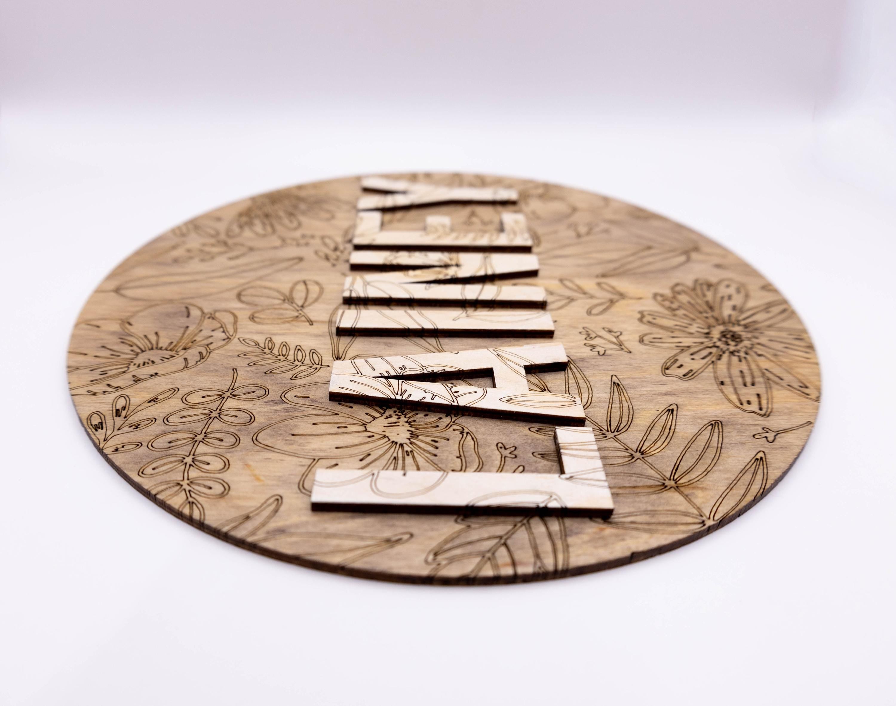 Personalized Kids Name Sign Floral Circle