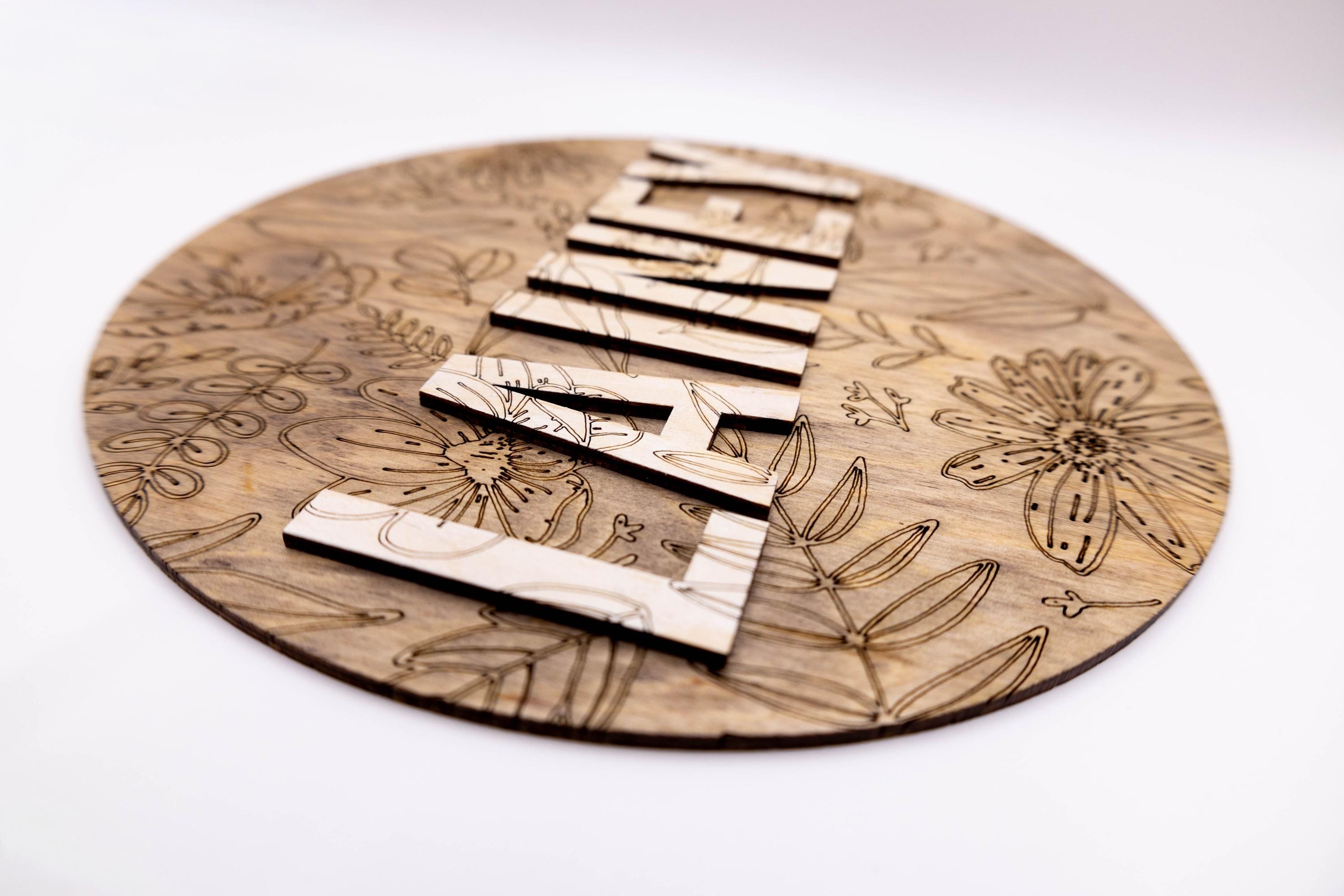 Personalized Kids Name Sign Floral Circle